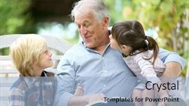  Presentation with child girl reading a book - PPT theme having grandpa - senior man reading book background and a light blue colored foreground