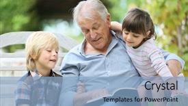  Presentation with reading - Theme consisting of grandpa - senior man reading book background and a light blue colored foreground