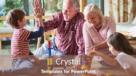  Presentation with building blocks - Presentation enhanced with grandpa-and-grandchildren-give-themselves background and a violet colored foreground