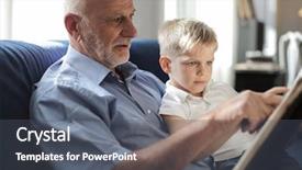  Presentation with fairy tale magical world reading - Slides enhanced with grandpa and grandson reading together background and a dark gray colored foreground