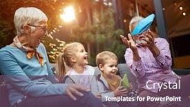  Presentation with sailboat - Audience pleasing theme consisting of grandpa-entertains-children-with-paper backdrop and a violet colored foreground