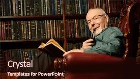  Presentation with old memories - Cool new presentation design with grandpa memories - old intelligent man reading backdrop and a wine colored foreground