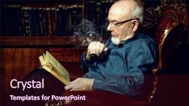  Presentation with old man - Audience pleasing theme consisting of grandpa memories - old intelligent man reading backdrop and a wine colored foreground