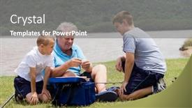  Presentation with teaching - Theme having put bait on fishing background and a gray colored foreground