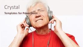  Presentation with radio - Cool new PPT layouts with grandpa-with-headphones-listening backdrop and a lemonade colored foreground