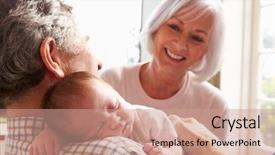  Presentation with newborn baby on his mothers and - Colorful PPT theme enhanced with grandparenting - grandparents holding sleeping newborn baby backdrop and a coral colored foreground