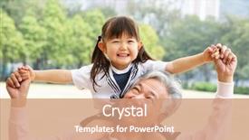  Presentation with grandfather - Cool new PPT theme with grandparents - chinese grandfather giving granddaughter ride backdrop and a coral colored foreground
