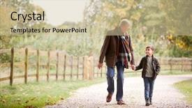  Presentation with grandparents - Cool new presentation theme with grandparents - grandfather with grandson on autumn backdrop and a soft green colored foreground