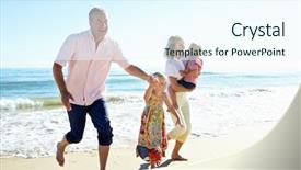  Presentation with shells beach summer holiday - Amazing PPT layouts having grandparents and grandchildren enjoying beach backdrop and a cool aqua colored foreground