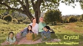  Presentation with grandparents - PPT layouts featuring grandchildren having a picnic background and a tawny brown colored foreground