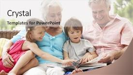  Presentation with grandparents - Amazing presentation theme having grandparents and grandchildren reading book backdrop and a light gray colored foreground