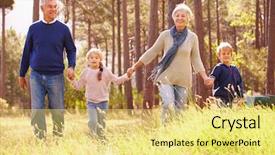  Presentation with grandparents - Presentation design featuring grandparents and grandchildren walking background and a yellow colored foreground