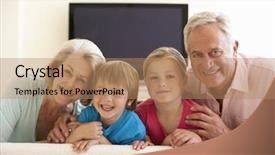  Presentation with pirate treasure map widescreen - Beautiful presentation design featuring grandparents and grandchildren watching widescreen backdrop and a coral colored foreground