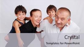  Presentation with grandparents - PPT theme featuring grandparents and grandsons happy scene background and a light gray colored foreground