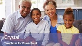  Presentation with energy conservation home - Audience pleasing slides consisting of grandparents and their young grandchildren backdrop and a ocean colored foreground