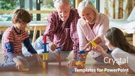  Presentation with building blocks - PPT layouts with grandparents-are-stacking-building-blocks background and a violet colored foreground