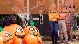  Presentation with grandparents - PPT theme enhanced with grandparents-at-home-putting-up background and a red colored foreground