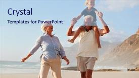  Presentation with grandparents - PPT theme enhanced with grandparents carrying grandson on shoulders background and a light blue colored foreground