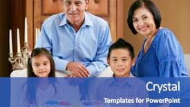  Presentation with children birthday - Beautiful presentation theme featuring grandparents celebrating children's birthday backdrop and a ocean colored foreground