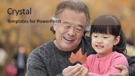  Presentation with grandparents - PPT layouts enhanced with grandparents day - grandfather and granddaughter in park background and a coral colored foreground