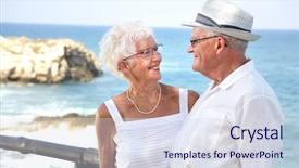  Presentation with love - Beautiful slides featuring grandparents day - happy elderly couple in love backdrop and a sky blue colored foreground