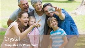  Presentation with extended family - Beautiful PPT theme featuring grandparents day - man taking picture of his backdrop and a coral colored foreground