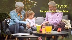  Presentation with grandparents - Beautiful slide set featuring grandparents-enjoying-with-their-granddaughter backdrop and a tawny brown colored foreground