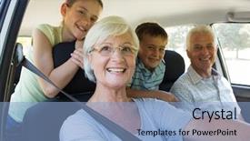  Presentation with road trip - Colorful presentation theme enhanced with grandparents going on road trip backdrop and a light blue colored foreground