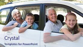  Presentation with grandparents day - PPT theme with grandparents going on road trip background and a sky blue colored foreground