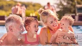  Presentation with summer holiday - PPT theme enhanced with grandparents-having-fun-with-grandchildren background and a coral colored foreground