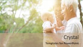  Presentation with life insurance - Slide deck with grandparents holding baby grandson background and a coral colored foreground