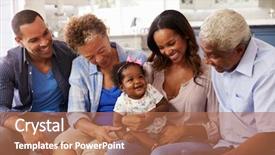  Presentation with happy baby - Amazing slide set having grandparents parents and a happy backdrop and a coral colored foreground