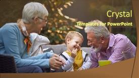  Presentation with grandparents - Presentation design enhanced with grandparents-playing-and-enjoying background and a tawny brown colored foreground