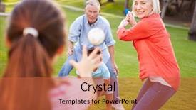  Presentation with grandparents - Presentation design consisting of grandparents playing baseball with grandchildren background and a red colored foreground