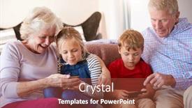 Presentation with mobile games - Presentation theme having grandparents-playing-video-games background and a tawny brown colored foreground