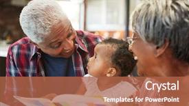  Presentation with baby book - Amazing slide deck having grandparents reading book with baby backdrop and a red colored foreground