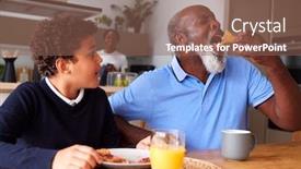  Presentation with grandparents - PPT layouts having grandparents-sitting-in-kitchen background and a violet colored foreground