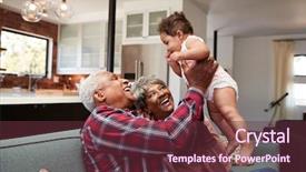  Presentation with grandparents - Cool new theme with grandparents sitting on sofa playing backdrop and a tawny brown colored foreground
