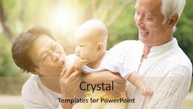  Presentation with life insurance - PPT layouts enhanced with grandparents taking care of grandchild background and a coral colored foreground