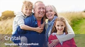  Presentation with grandparents - PPT layouts enhanced with grandparents with children on walk background and a ocean colored foreground