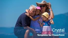  Presentation with grandparents - Presentation consisting of grandparents with cute little granddaughter background and a ocean colored foreground