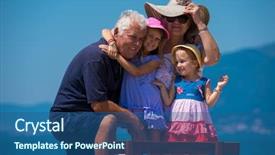 Presentation with happy-holiday - PPT theme with grandparents with cute little granddaughter background and a  colored foreground