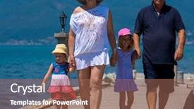  Presentation with holding hands family walking - Cool new slide deck with grandparents with cute little granddaughter backdrop and a coral colored foreground
