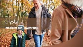 Presentation with woodland - Cool new slide set with grandparents-with-grandchildren-enjoying-walk backdrop and a coral colored foreground