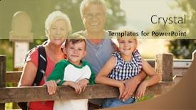  Presentation with grandparents - Amazing presentation design having grandparents-with-grandchildren-hiking backdrop and a yellow colored foreground