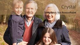  Presentation with grandparents - Audience pleasing PPT theme consisting of grandparents with grandchildren on walk in countryside backdrop and a coral colored foreground