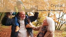  Presentation with grandparents - Audience pleasing slide set consisting of grandparents-with-grandson-enjoying-walk backdrop and a coral colored foreground
