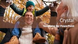  Presentation with woodland - Audience pleasing presentation theme consisting of grandparents-with-grandson-enjoying-walk backdrop and a tawny brown colored foreground