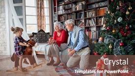  Presentation with christmas tree - Audience pleasing theme consisting of grandparents-with-their-granddaughter-next backdrop and a violet colored foreground