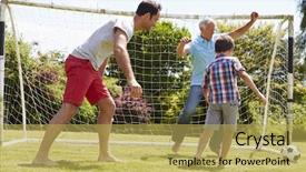  Presentation with grandfather - Slide deck consisting of grandson and father playing football background and a yellow colored foreground
